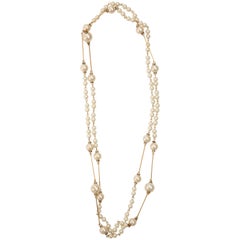 Chanel Long Faux Pearl Crystal Stations Sautoir, Spring 2001