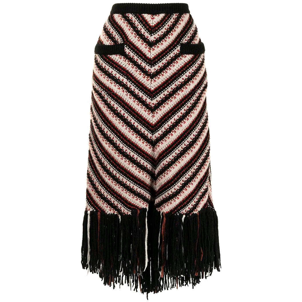 Chanel Long Fringe Wool Skirt Pre-Fall 2014 Dallas Collection