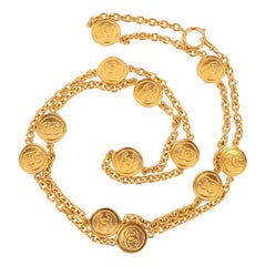 Chanel Long Golden Metal CC Necklace, 1990s