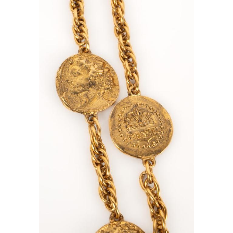Chanel Long Golden Metal Necklace with Medallions 2