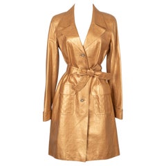 Chanel Long Jacket in Gold Leather and Silk Lining, 2006
