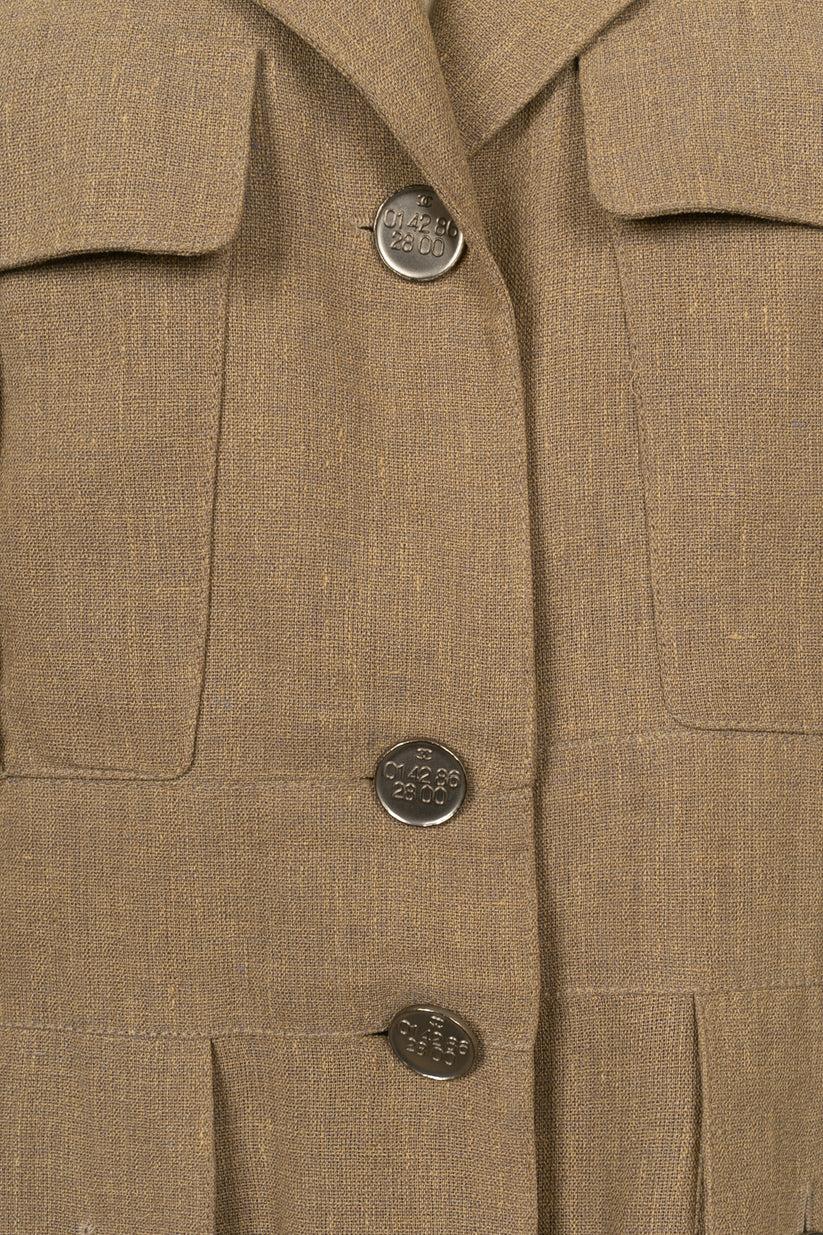 Chanel Long Jacket in Light Brown Linen 2