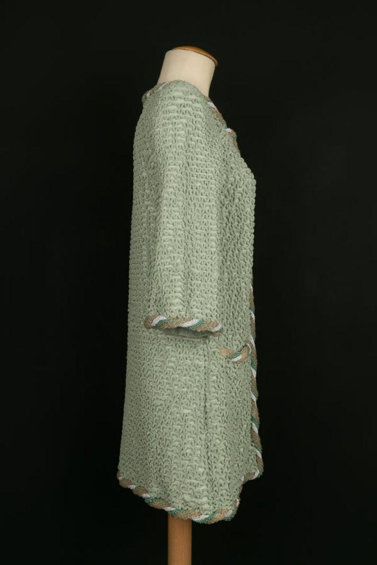 Gray Chanel Long Knit Jacket
