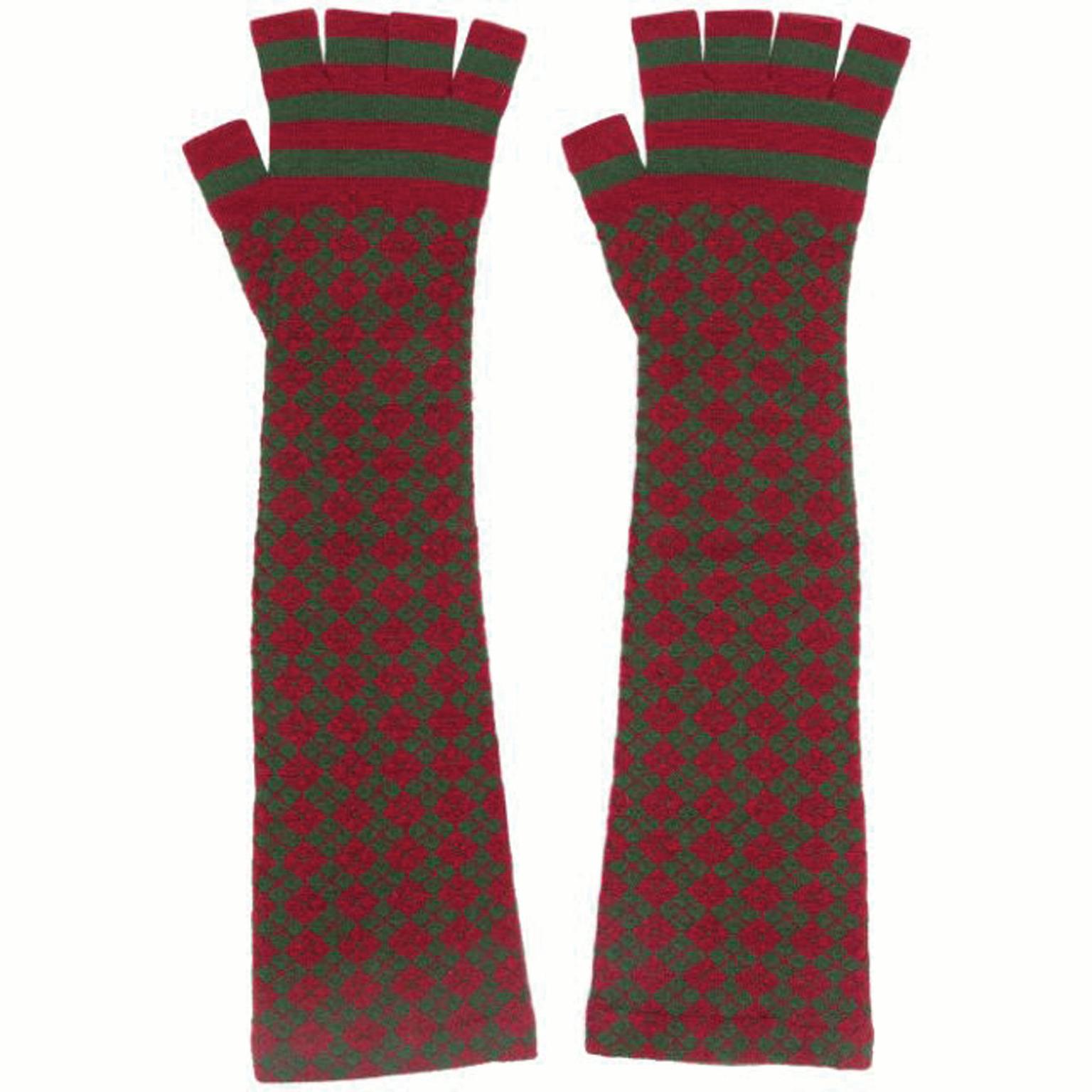 Brown Chanel Long Knitted Fingerless Gloves