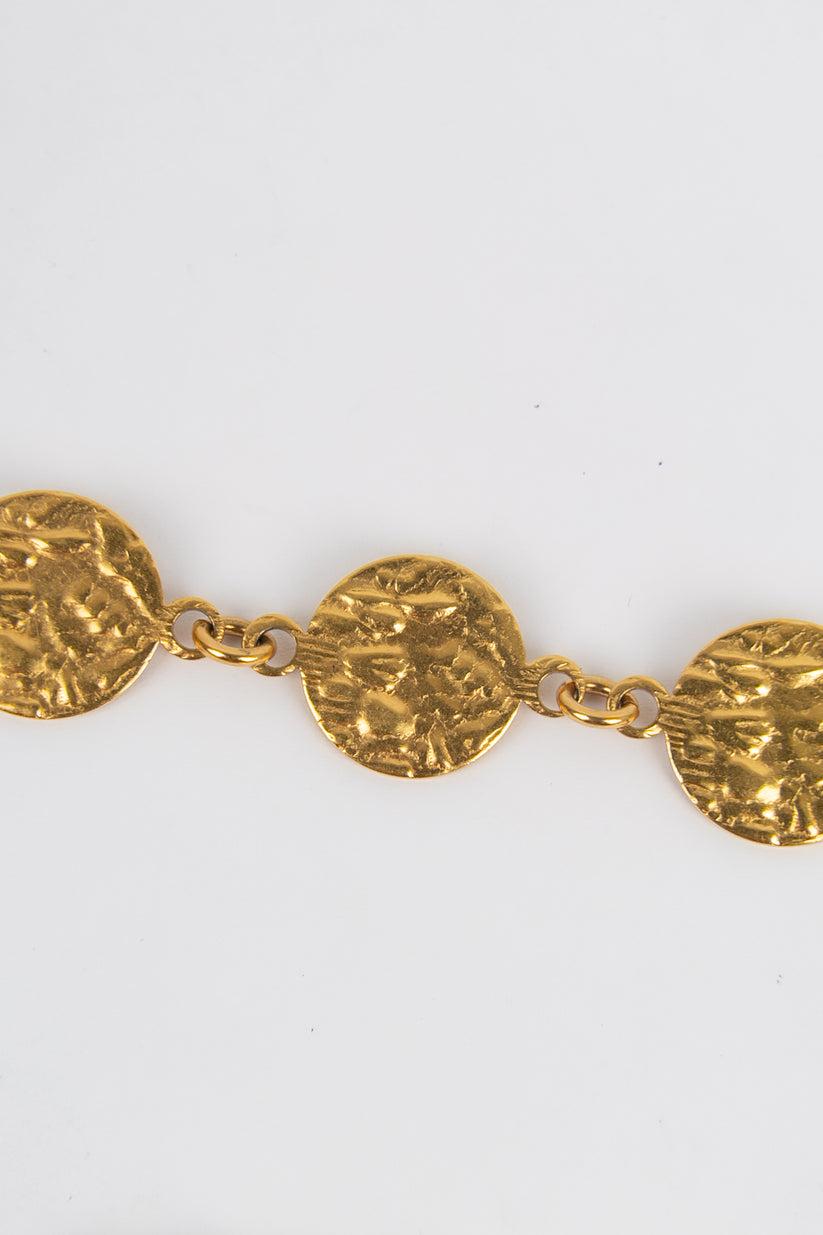 Lange Chanel-Halskette aus goldenem Metall Pastilles im Angebot 6