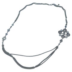 CHANEL Long Necklace in Silver Metal