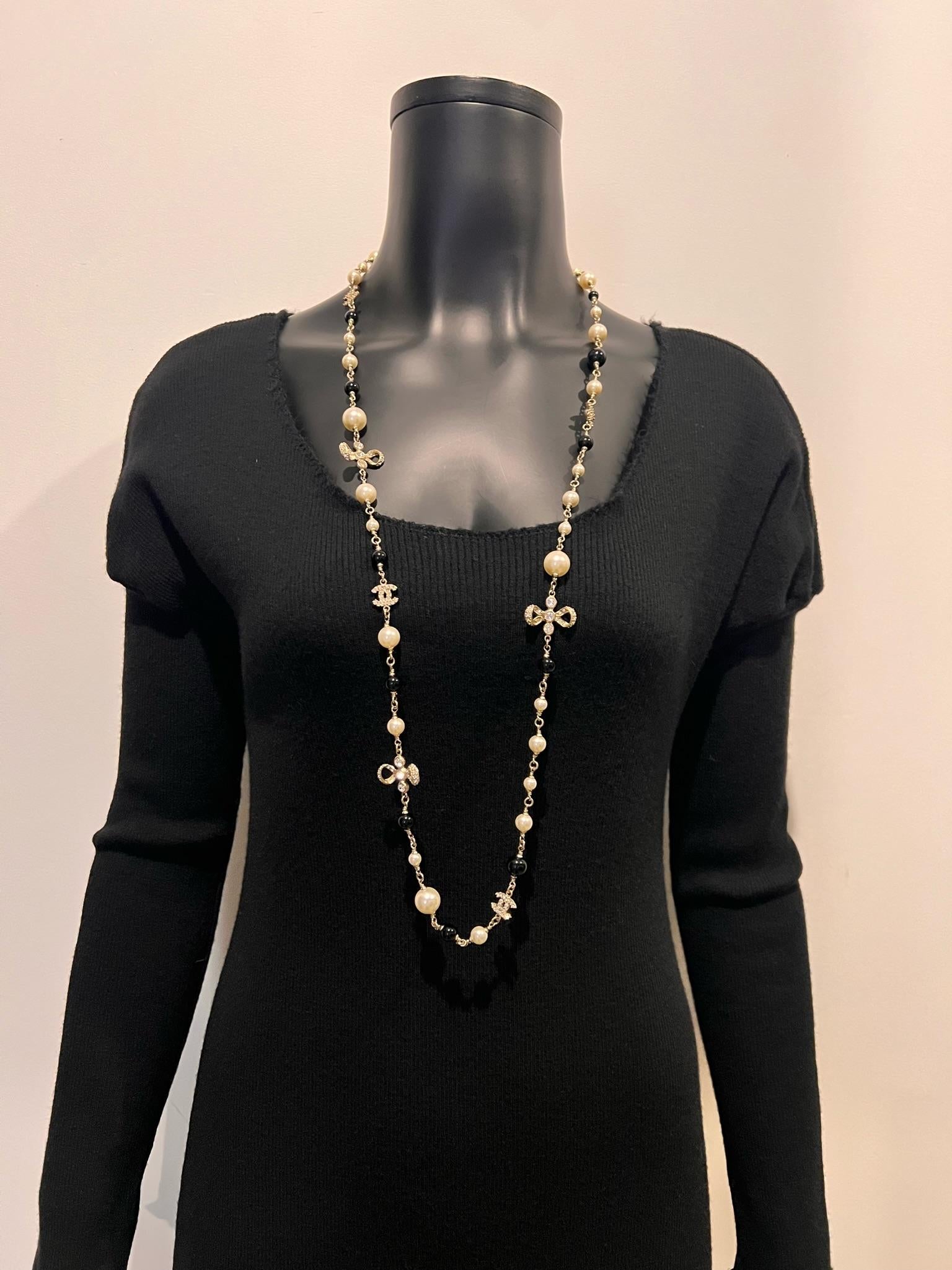 Chanel Long Pearl and Crystal Necklace 3