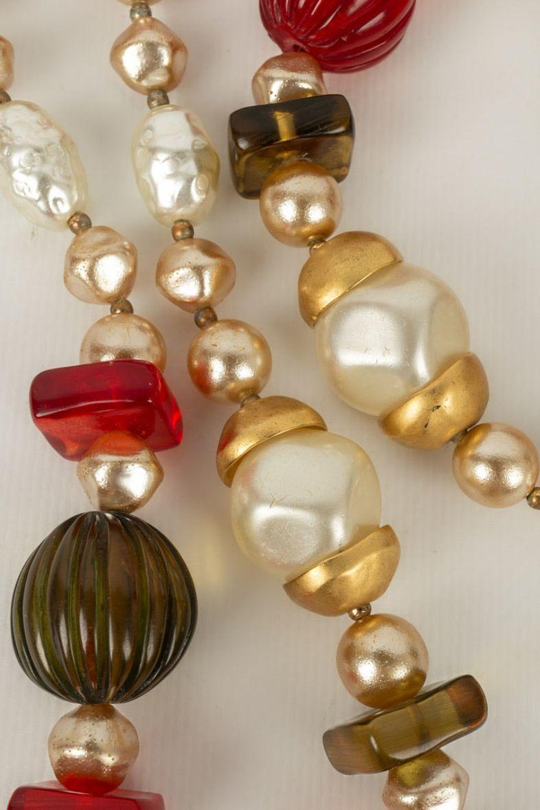 Chanel Long Pearly Pearls Necklace in Resin Beads and Gold Metal Elements 3