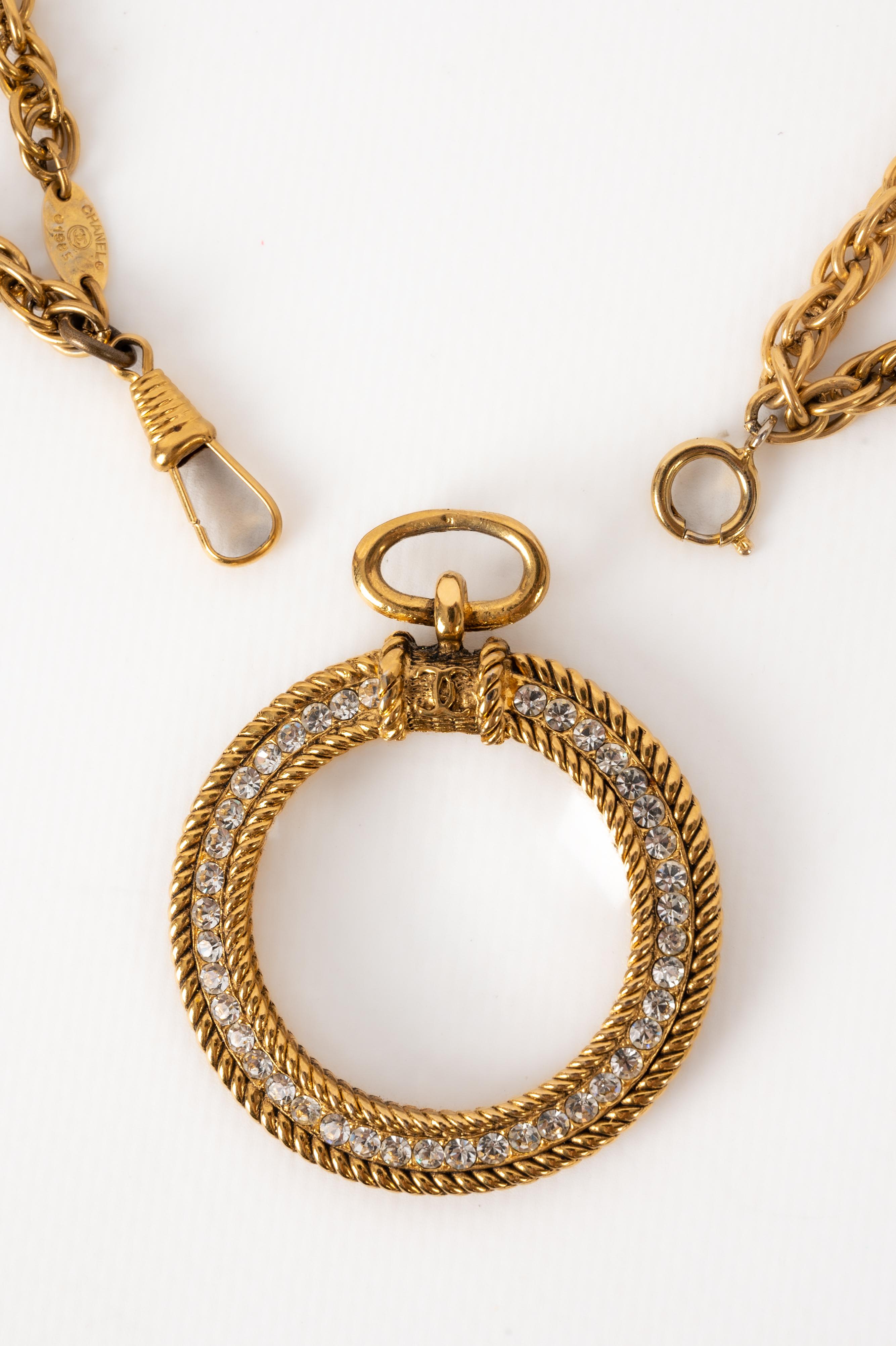 Women's or Men's Chanel long pendant necklace 1985 For Sale