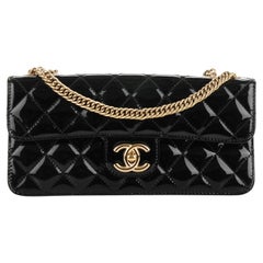 Chanel Long Rare Vintage Patent Leather Classic Flap Bag Bijoux Chain Bag