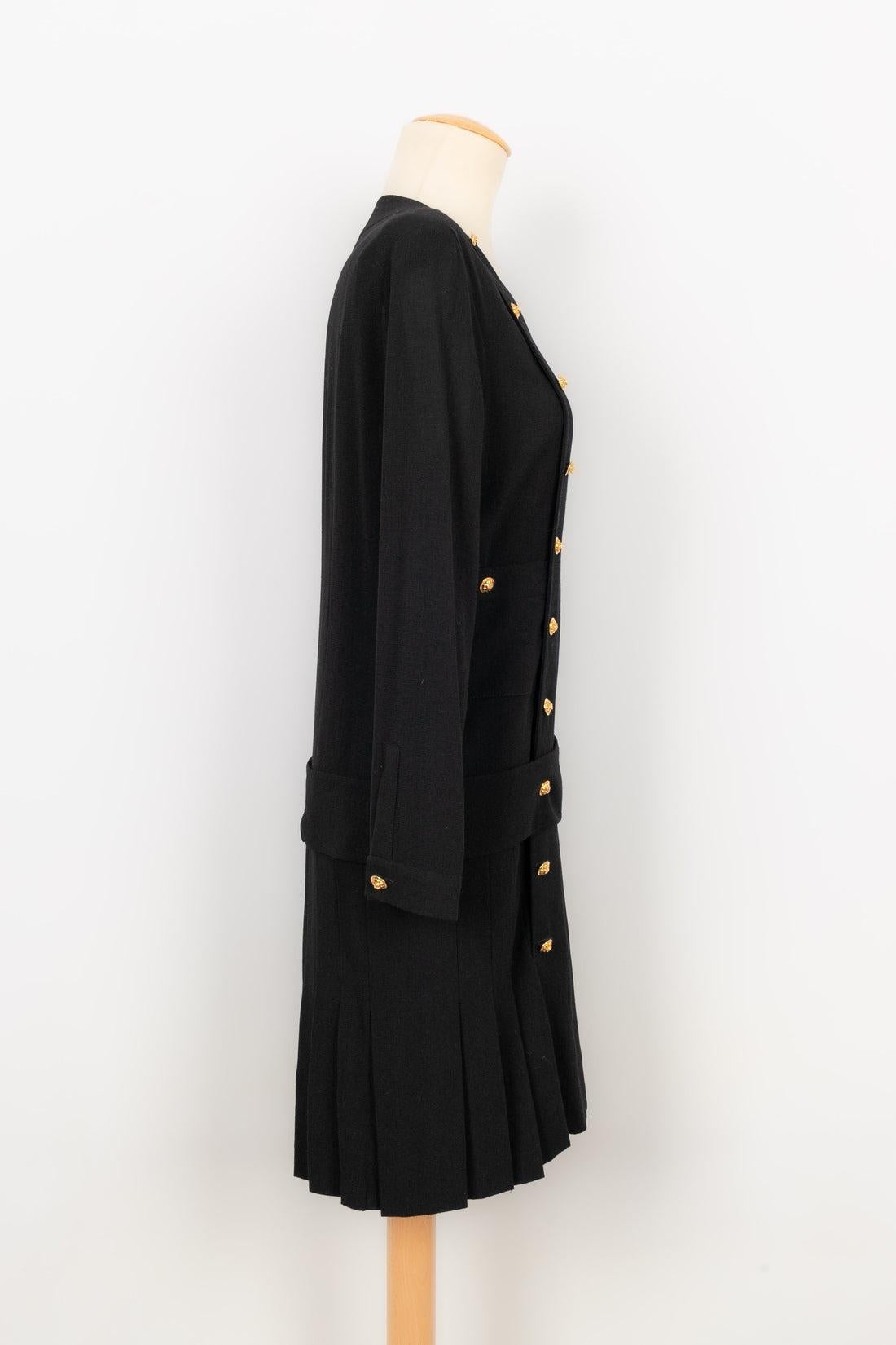 Women's Chanel Long-Sleeved Black Dress, 1980S For Sale