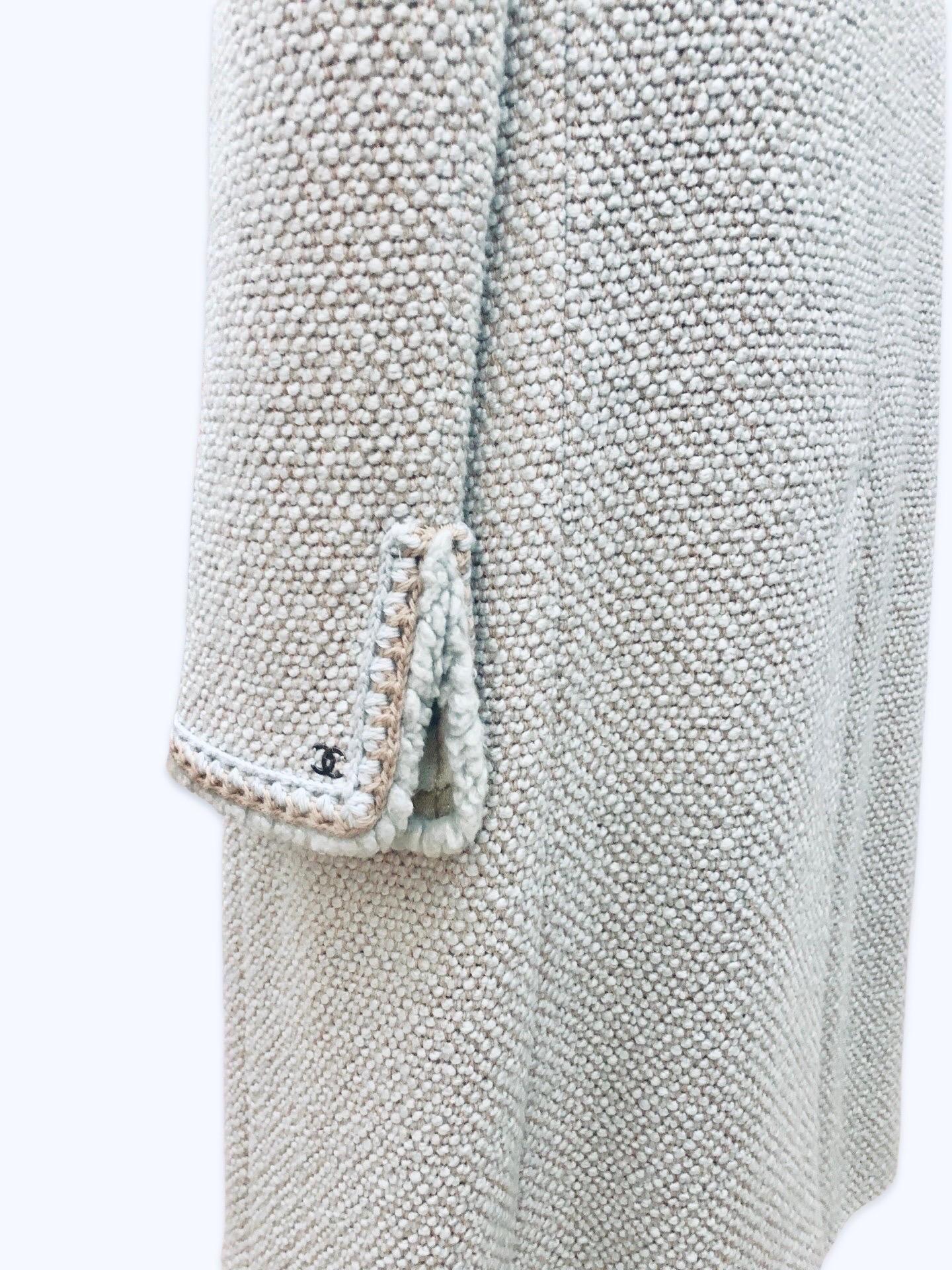 Gray Chanel long tweed and wool Coat For Sale