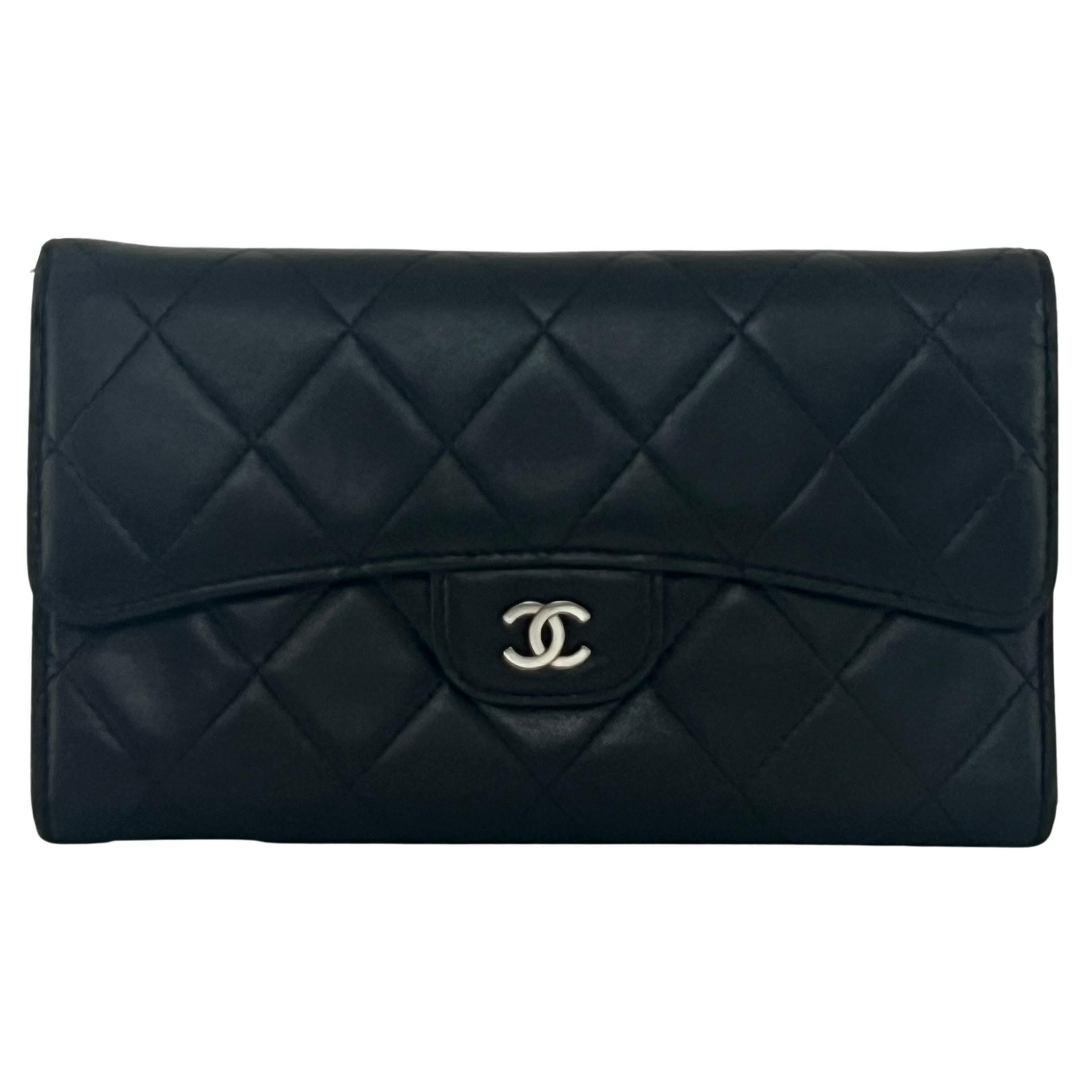 Chanel Long Wallet in Black Lambskin Leather, 2008–2009