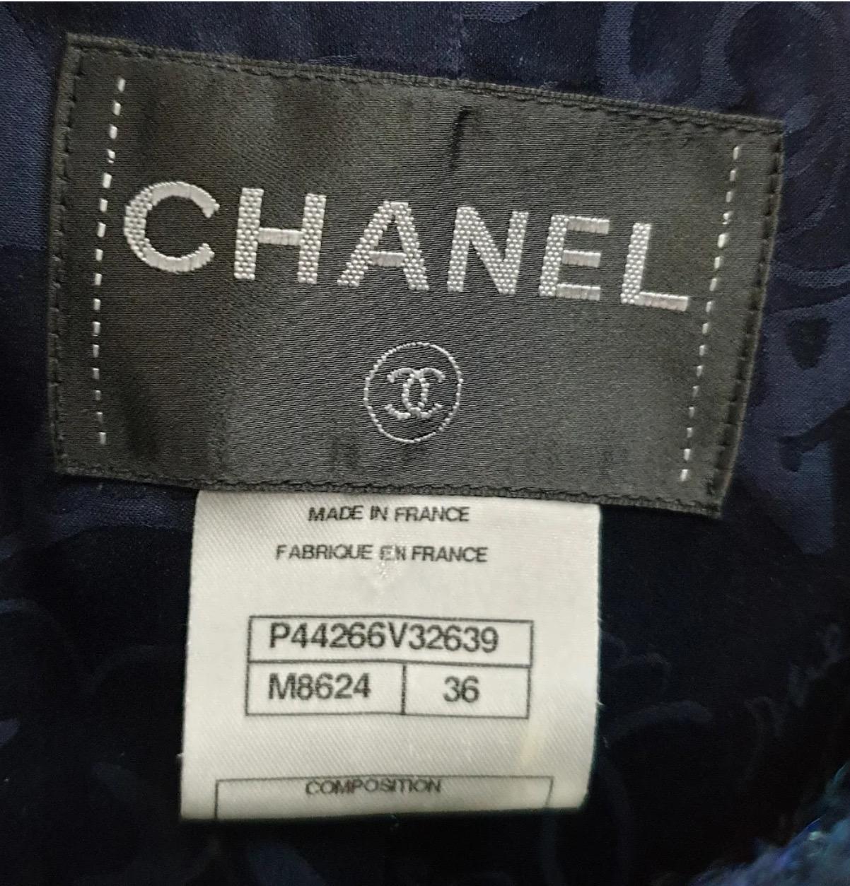 Chanel Long Wool CC Buttons Navy Blue Coat - Size 36 For Sale 1