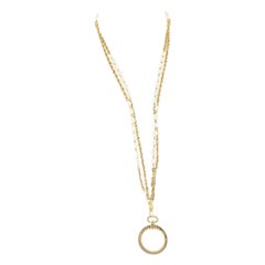 Chanel Loupe Necklace in Gold Tone Metal