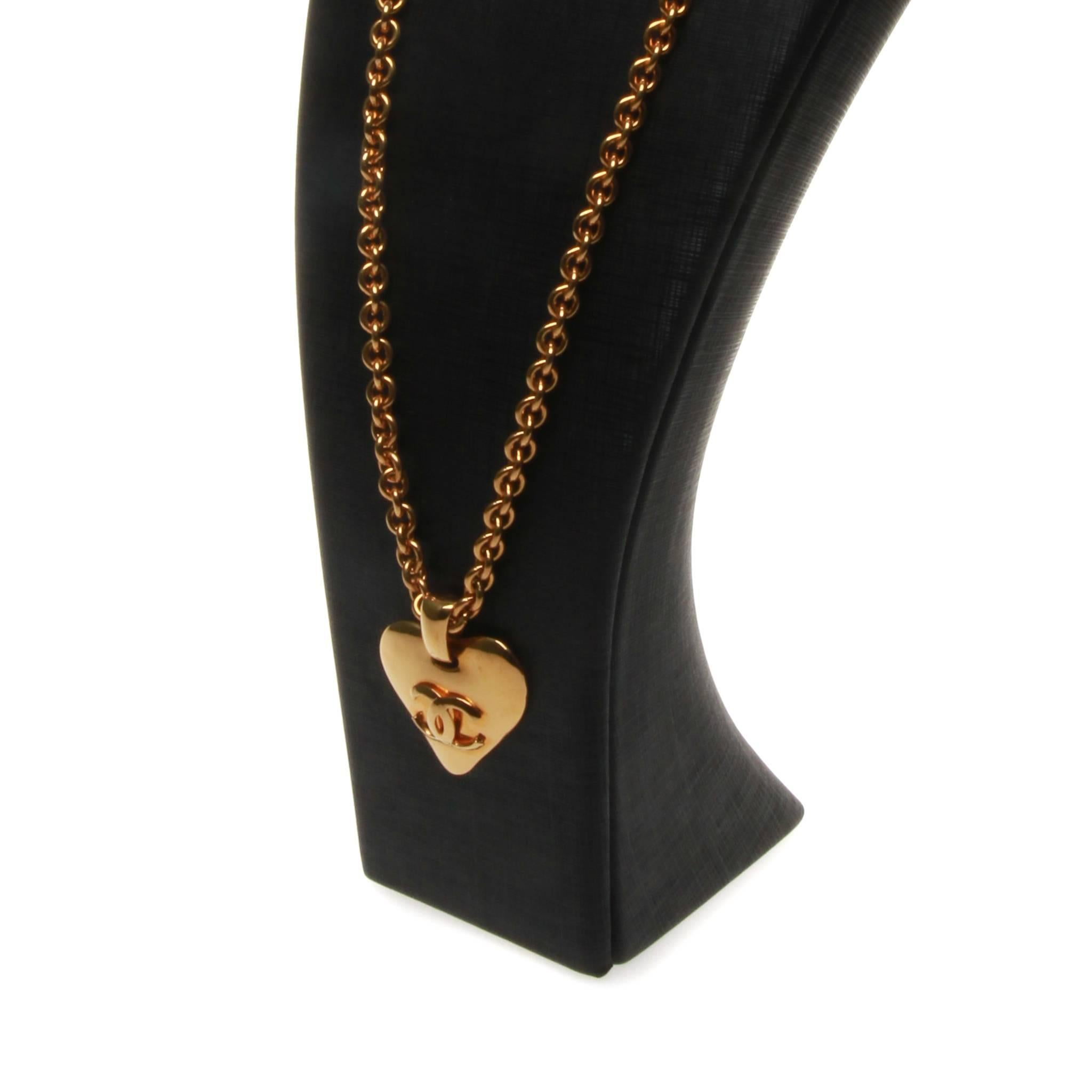 Chanel Love Heart Charm Pendant Necklace In Excellent Condition In Melbourne, Victoria