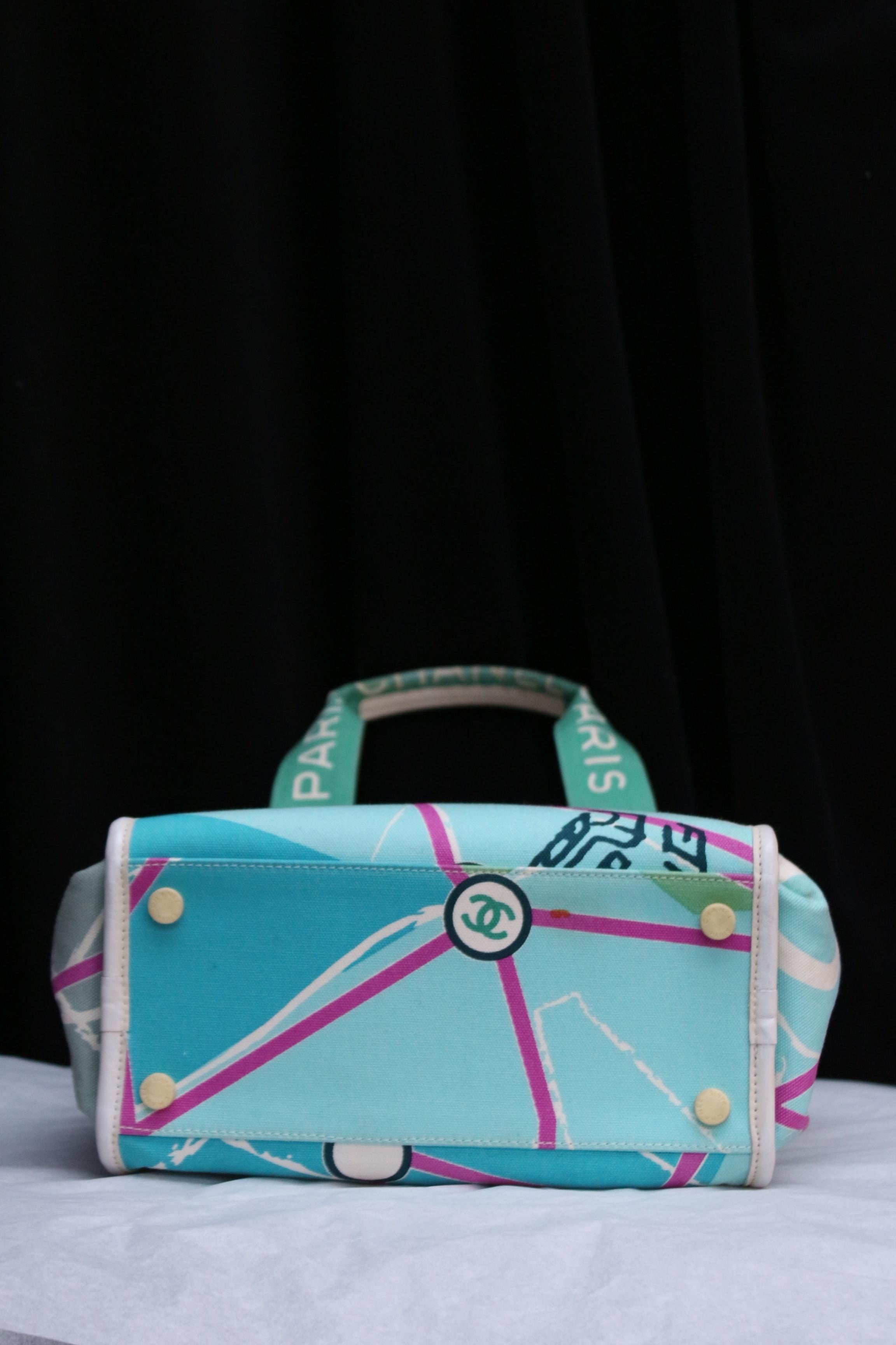 Women's Chanel lovely collector handbag in turquoise canvas, 2005