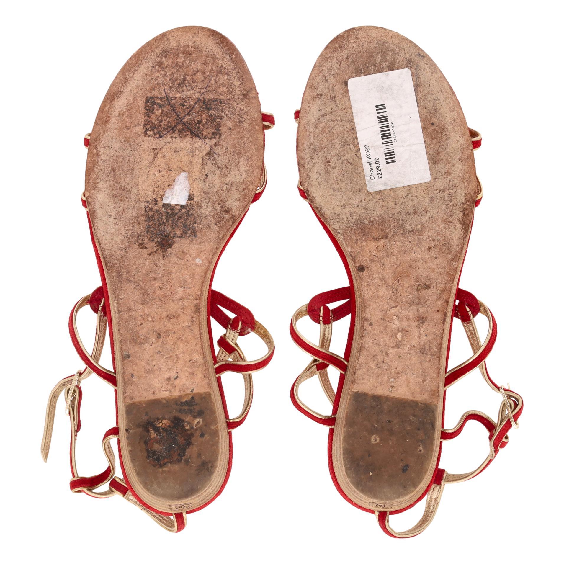 Chanel Low Wedge Suede Sandals With 'CC' Logo Detail For Sale 1