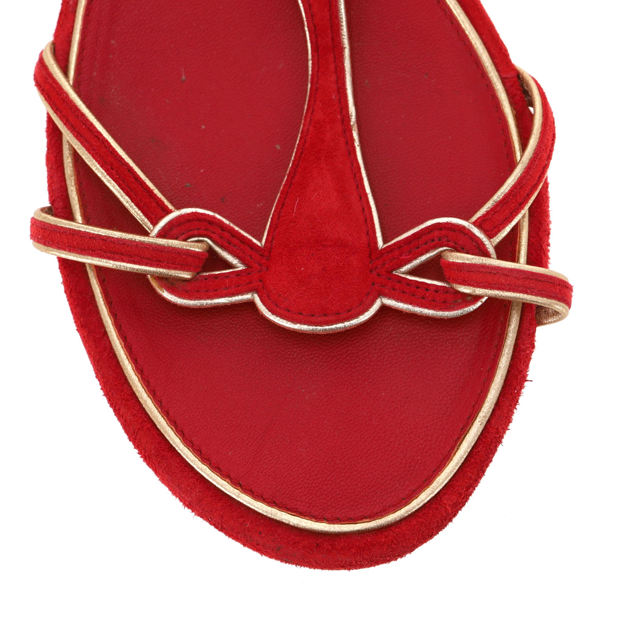 Chanel Low Wedge Suede Sandals With 'CC' Logo Detail For Sale 4