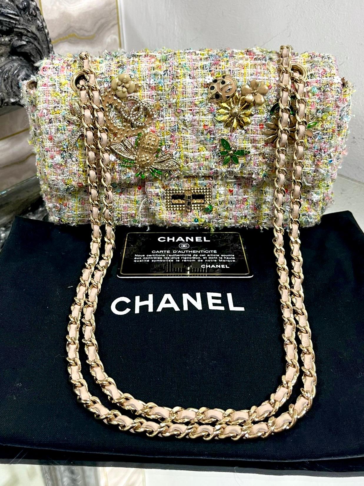 Chanel Ltd Edition Tweed Garden Party Charm Bag For Sale 9