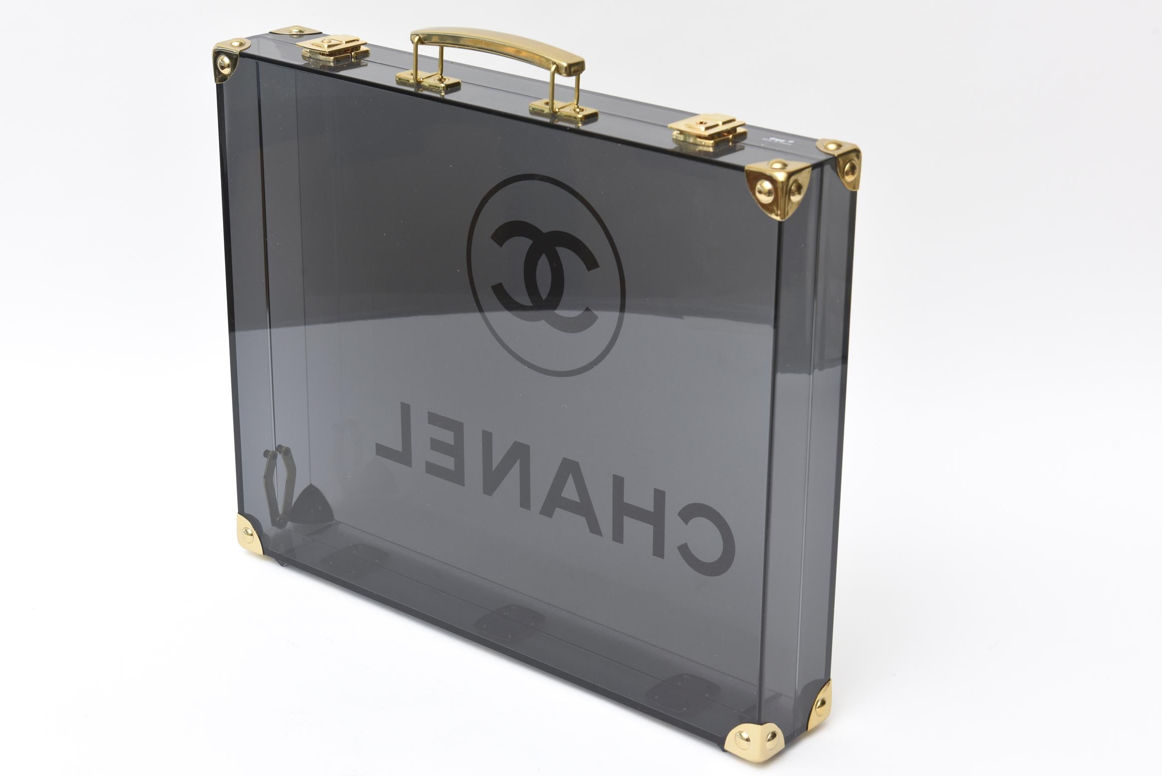 Modern Chanel Lucite and Brass Briefcase