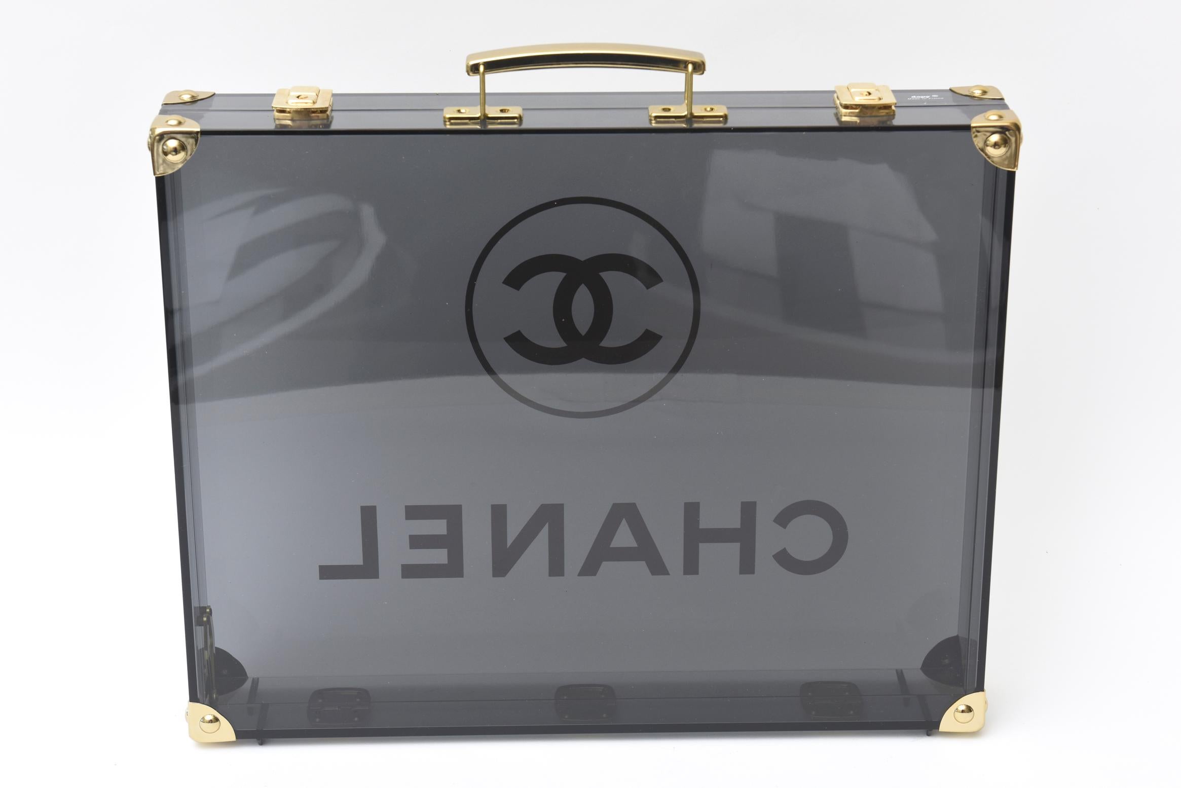 French Chanel Lucite and Brass Briefcase