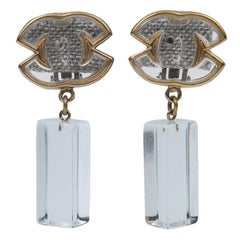 Chanel Lucite and Gold Earrings