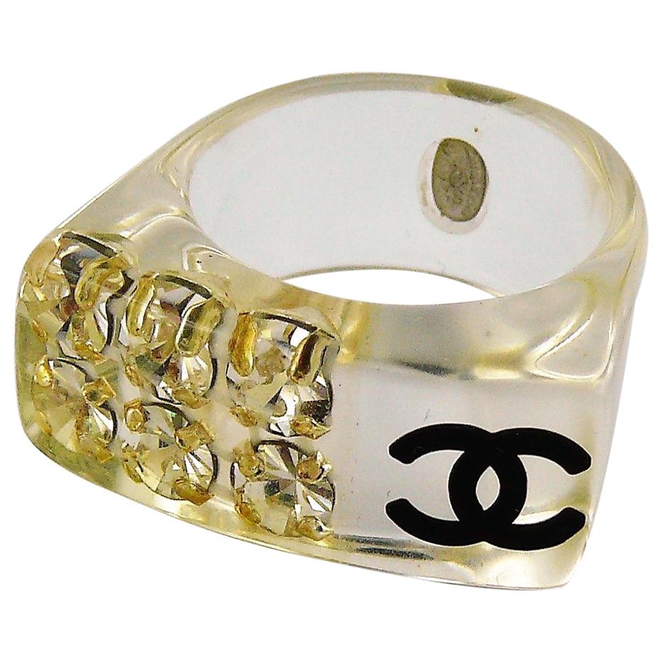 Chanel 2000s Green Clover Ring · INTO
