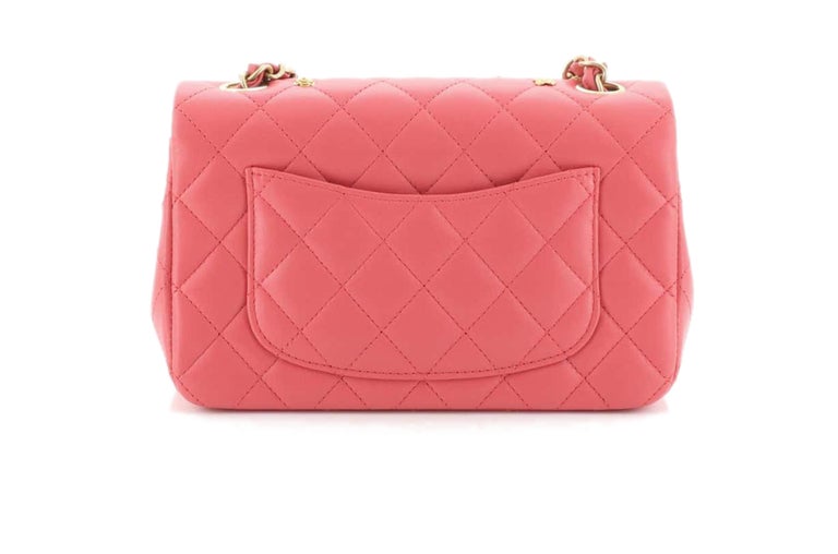 Chanel Lucky Charm mini classic. Pink Leather and multi-color lucky charm.  For Sale at 1stDibs