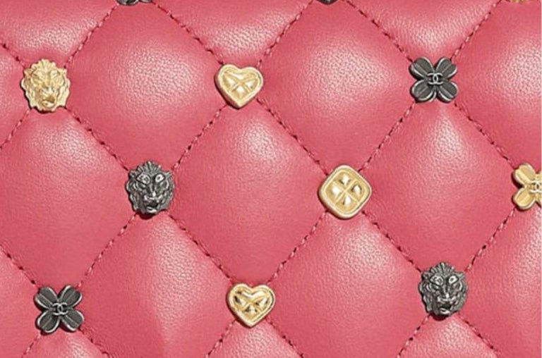 Chanel Lucky Charm mini classic. Pink Leather and multi-colour lucky charm.