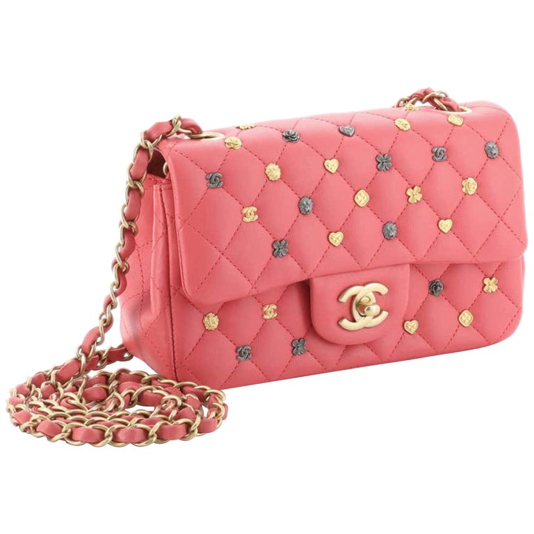 Chanel Lucky Charm mini classic. Pink Leather and multi-color