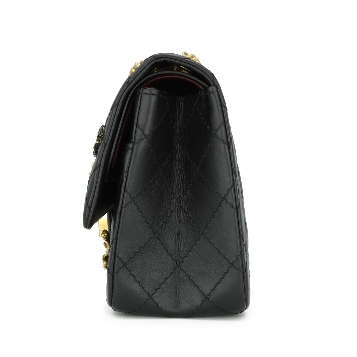 CHANEL Lucky Charms 2.55 Reissue 225 Flap Bag Black Aged Calfskin 2018 For Sale 1
