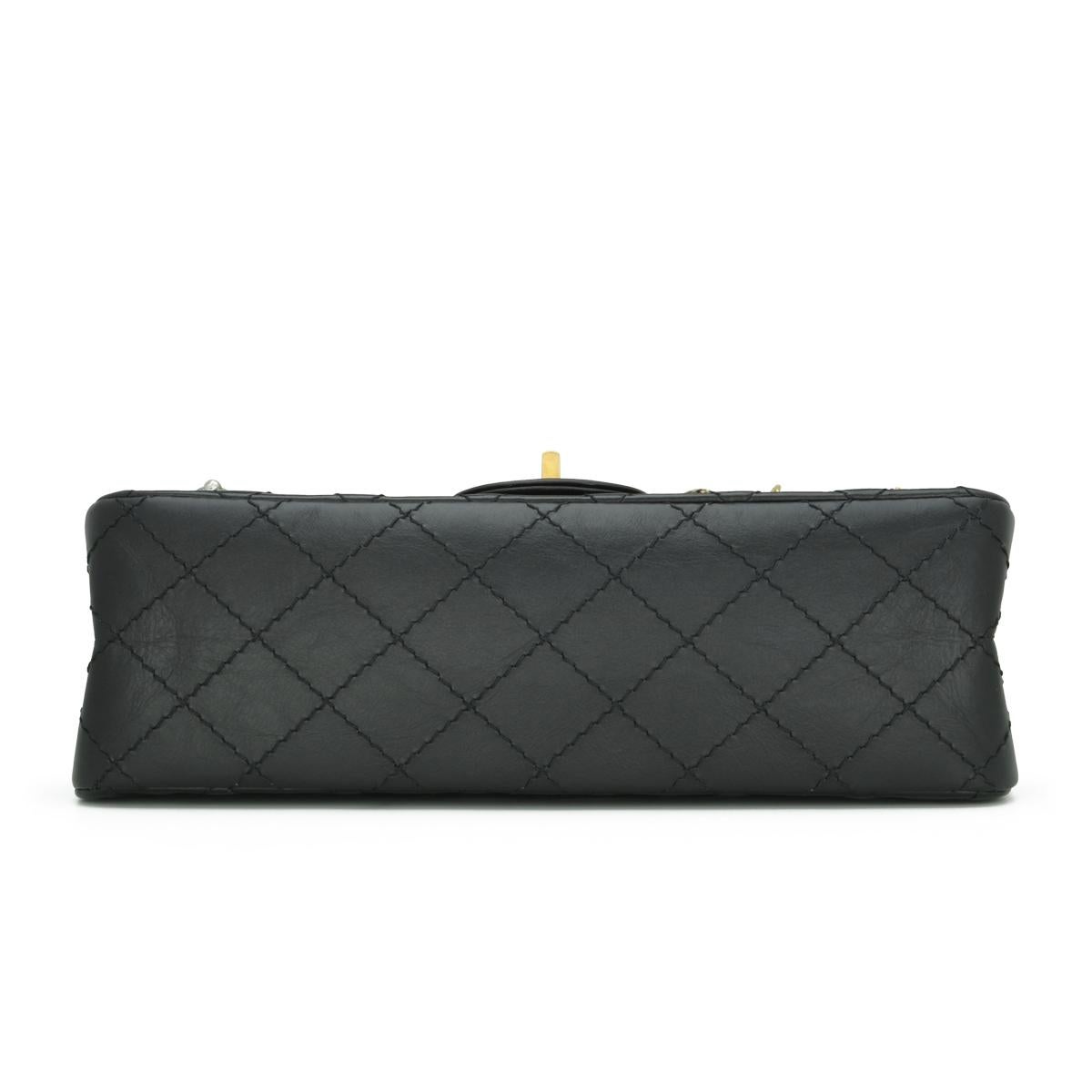 CHANEL Lucky Charms 2.55 Reissue 225 Flap Bag Black Aged Calfskin 2018 For Sale 3