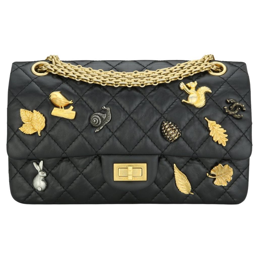 CHANEL Lucky Charms 2.55 Reissue 225 Flap Bag Black Aged Calfskin 2018 For Sale