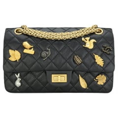 CHANEL Lucky Charms 2.55 Reissue 225 Flap Bag Black Aged Calfskin 2018