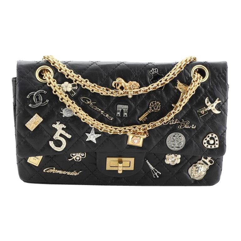 CHANEL Aged Calfskin Lucky Charms 2.55 Reissue 225 Flap Black