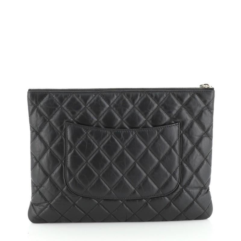 Black Chanel Lucky Charms Reissue 2.55 O Case Clutch Quilted Aged Calfskin Medium