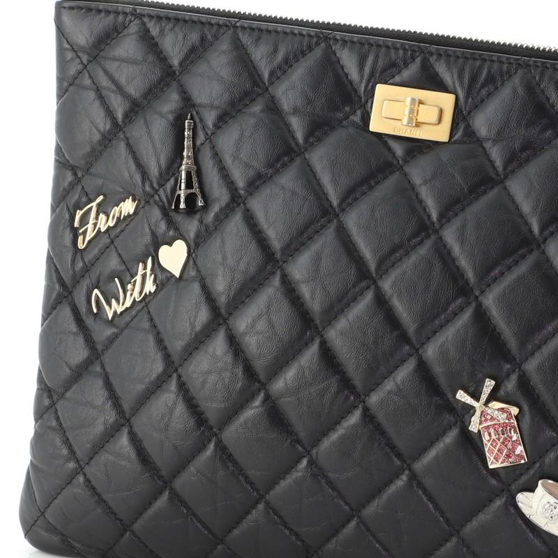 Chanel Lucky Charms Reissue 2.55 O Case Clutch Quilted Aged Calfskin Medium 1