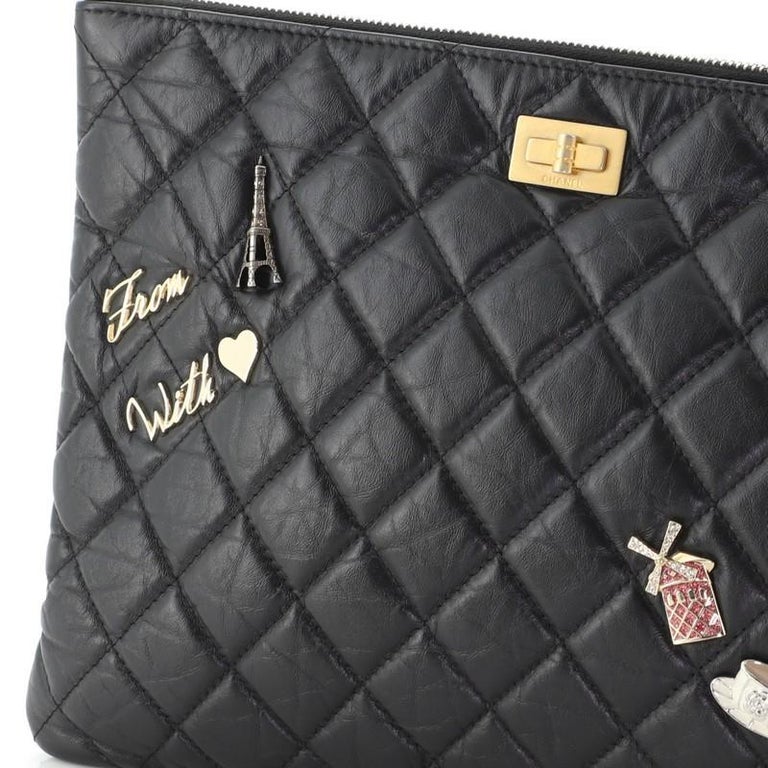 Chanel Lucky Charms Reissue 2.55 O Case Clutch Quilted Aged Calfskin Medium  at 1stDibs