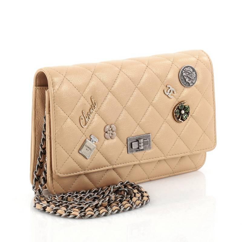 Beige Chanel Lucky Charms Reissue Wallet on Chain Quilted Calfskin