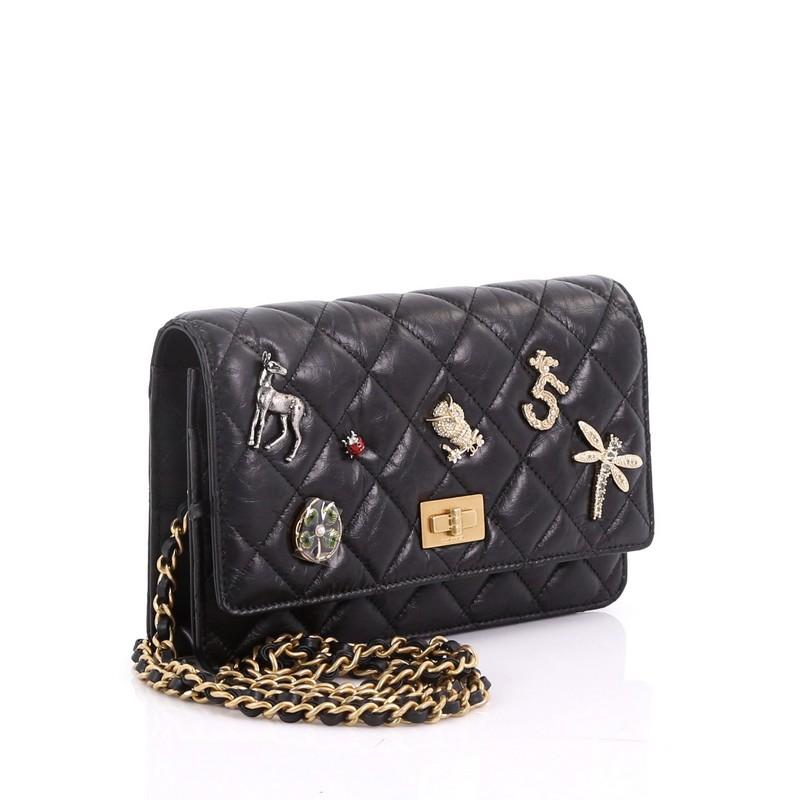 Black  Chanel Lucky Charms Reissue Wallet on Chain Quilted Calfskin