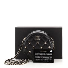 Chanel Lucky Charms Round Clutch With Chain Quilted Lambskin Mini