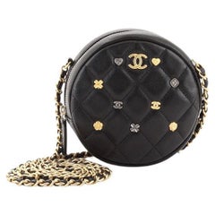 Chanel Lucky Charms Round Clutch With Chain Quilted Lambskin Mini