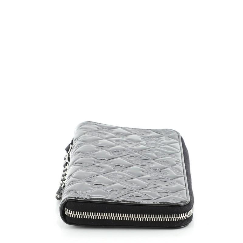 Black Chanel Lucky Symbols Chain Organizer Wallet Embossed Quilted Patent