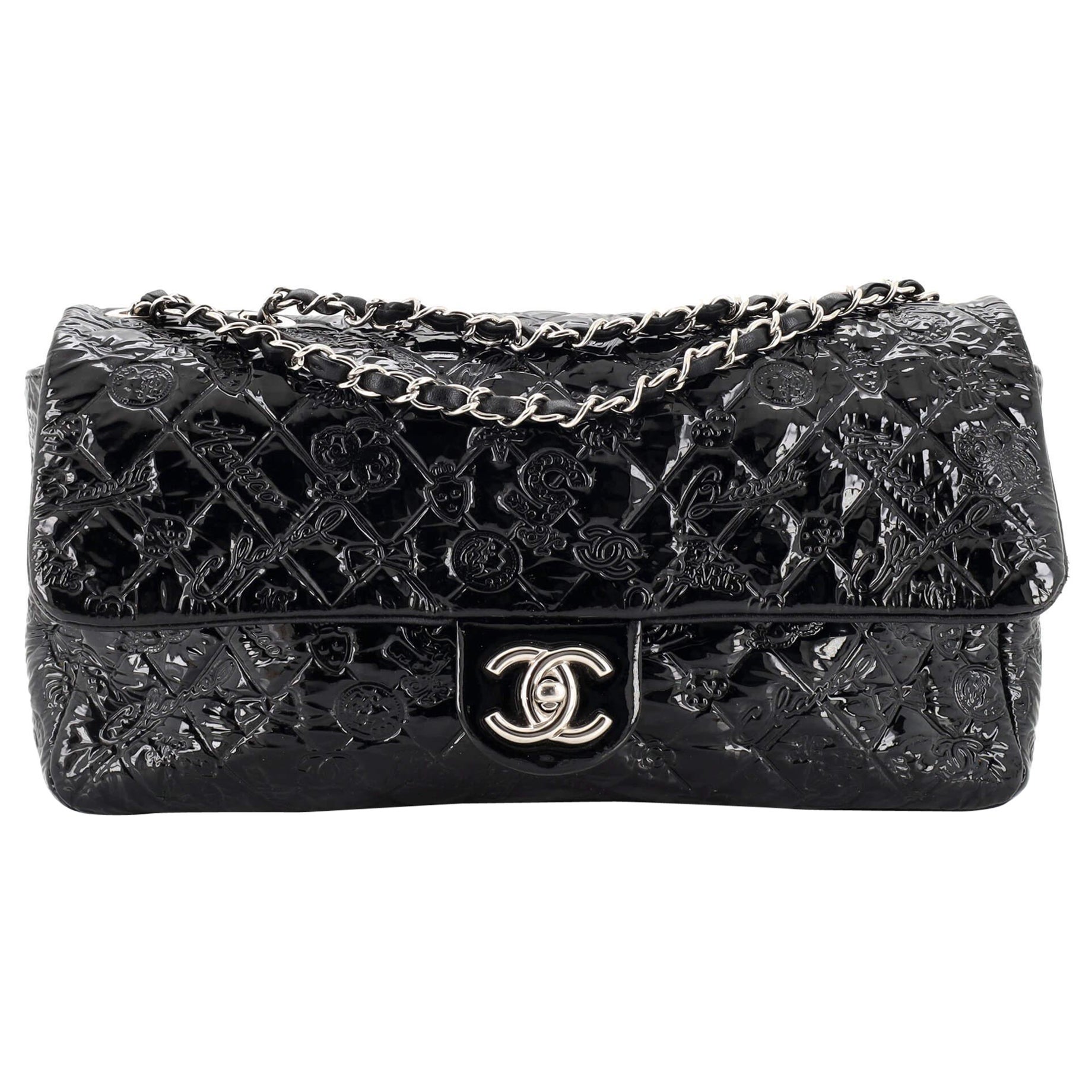 Chanel Lucky Symbols Flap Bag Embossed Patent Jumbo