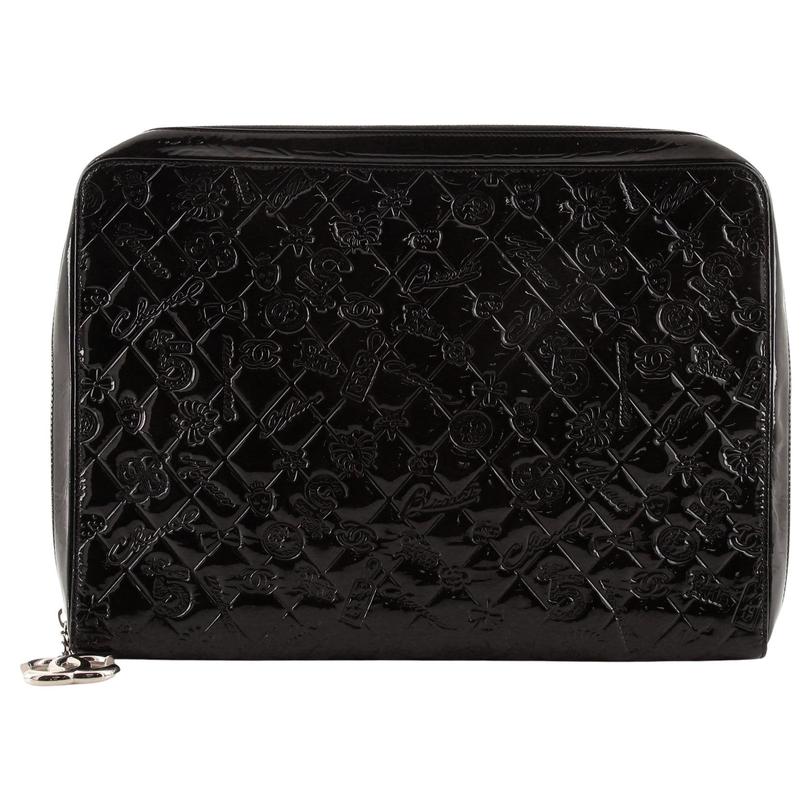 Chanel Lucky Symbols Laptop Case Embossed Quilted Patent