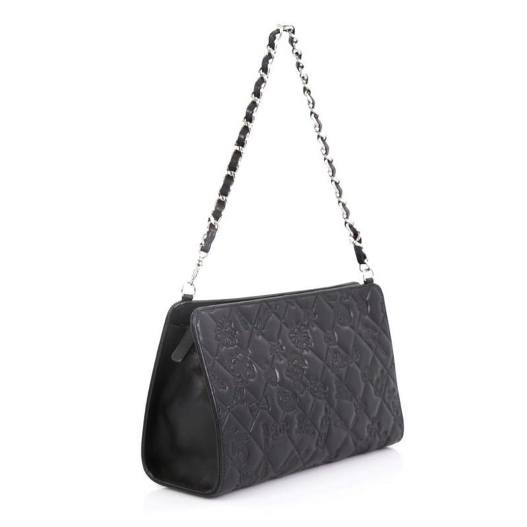 Chanel Lucky Symbols Pochette Embossed Quilted Lambskin Small at 1stDibs