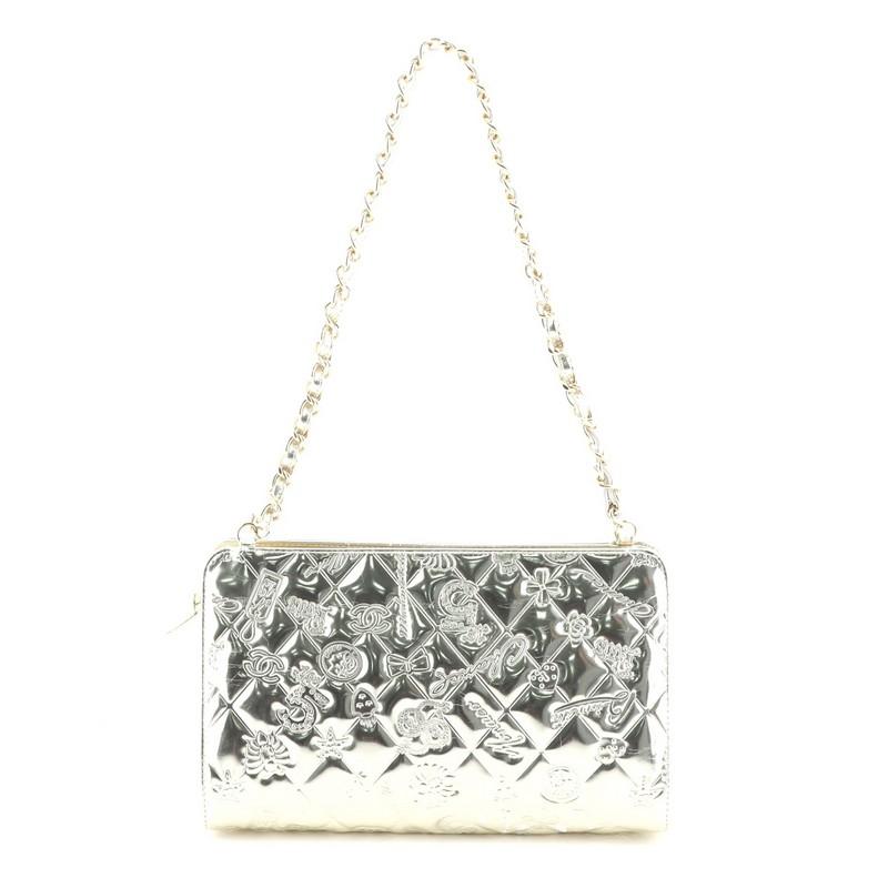 Chanel Lucky Symbols Pochette Embossed Quilted Patent In Fair Condition In NY, NY