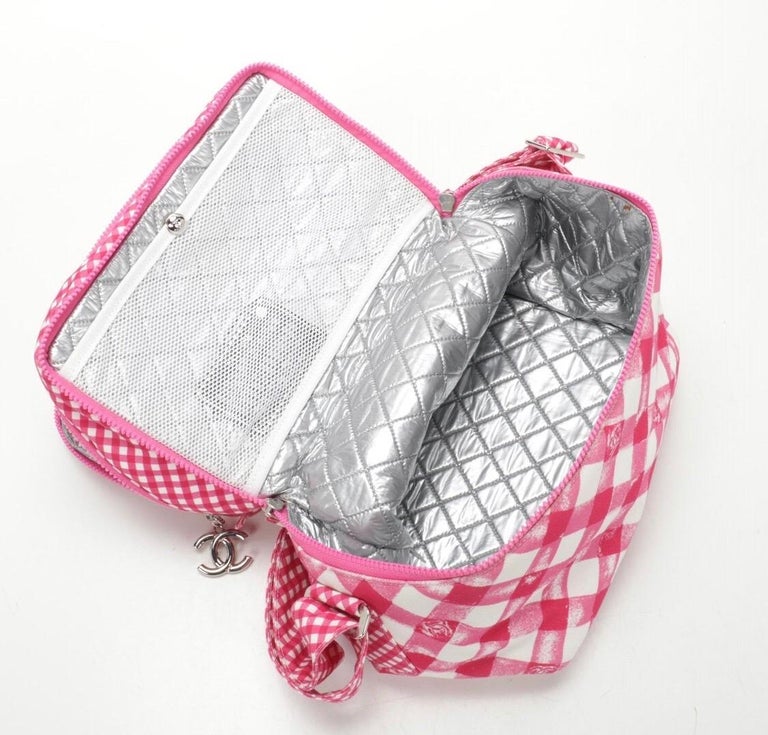 Women's or Men's Chanel Lunch Box Shoulder Bag in Pink Gingham  For Sale