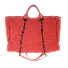 Chanel Lurex Boucle Large Deauville Tote Red